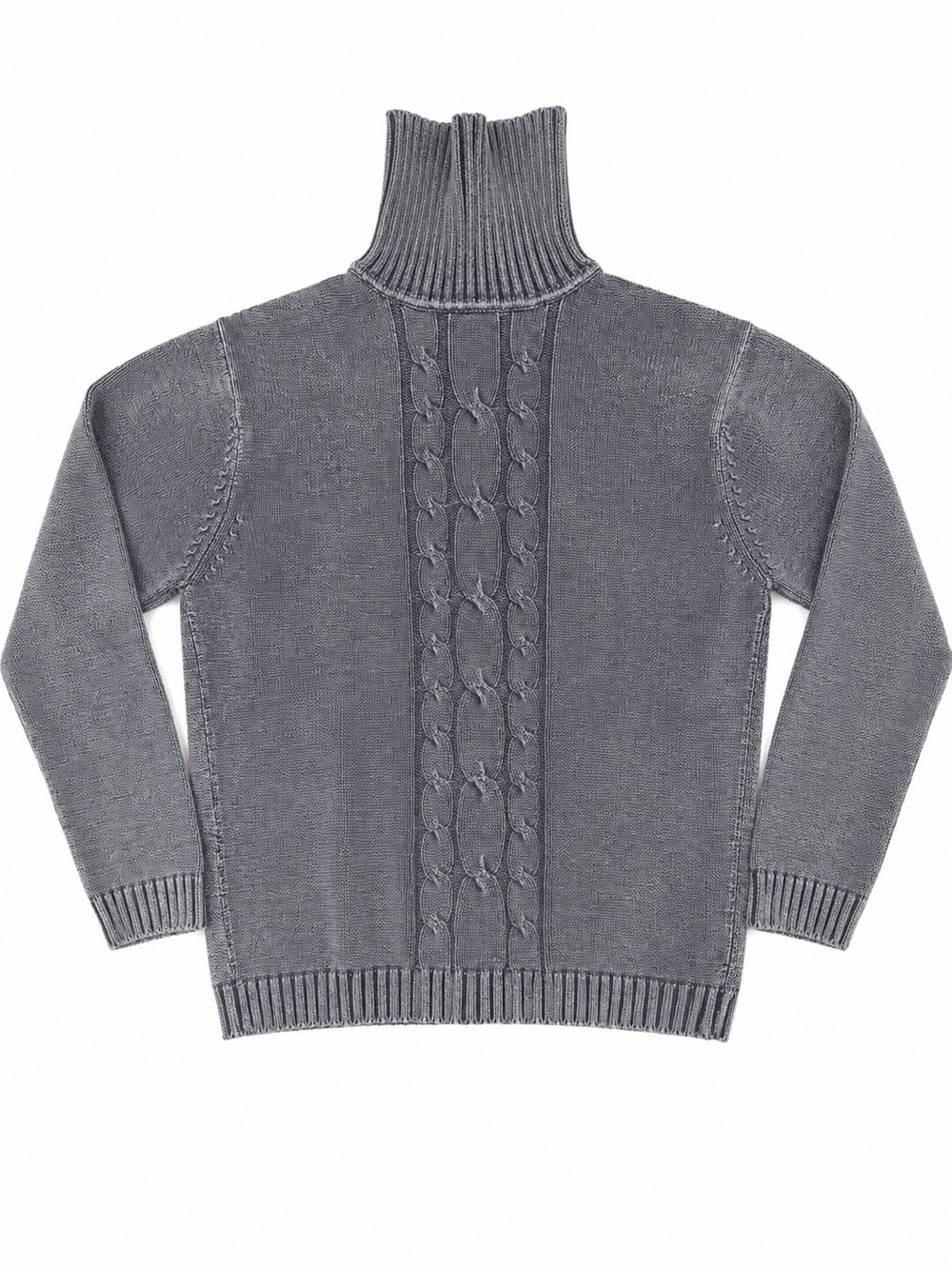 Vintage Report Collection Gray Cable Knit Turtleneck Sweater Size M